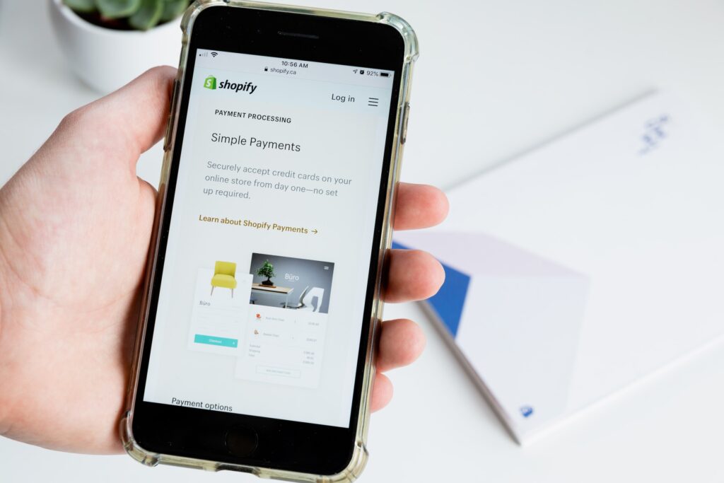 Shopify payments page on mobile